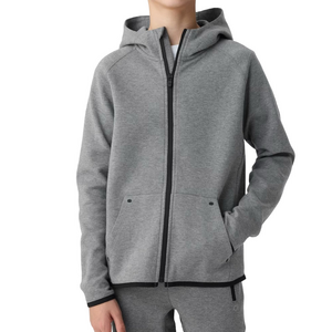 GapFit Kids Fit Tech Jacket Activewear Athletic Light Grey Zipper Hoodie 14/16